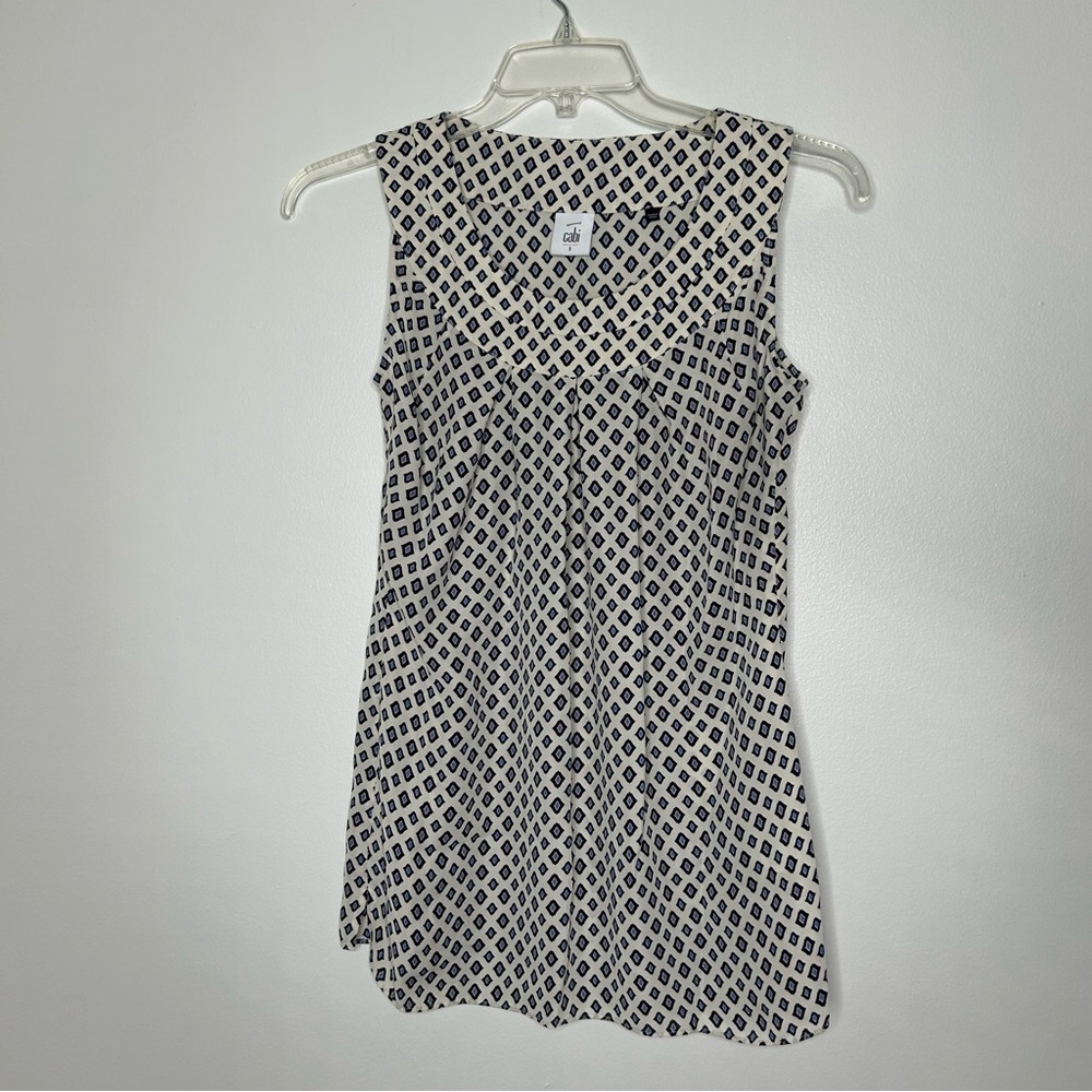 Cabi Black and White Geometric Sleeveless Top Size Small